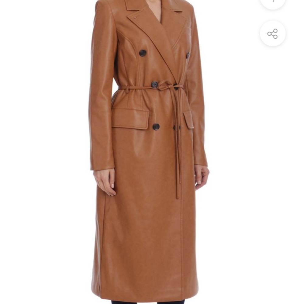 Avec Les Filles Faux Leather Trench Coat